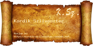 Kordik Szilveszter névjegykártya